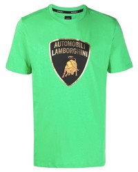Мужская зеленая футболка с круглым вырезом с принтом от Automobili Lamborghini