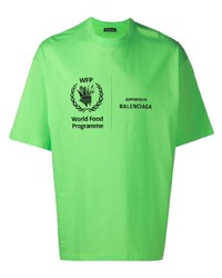 Мужская зеленая футболка с круглым вырезом с принтом от Balenciaga