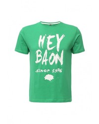 Мужская зеленая футболка с круглым вырезом с принтом от Baon