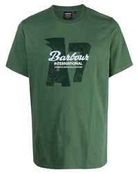 Мужская зеленая футболка с круглым вырезом с принтом от Barbour