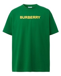 Мужская зеленая футболка с круглым вырезом с принтом от Burberry