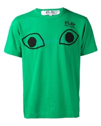 Мужская зеленая футболка с круглым вырезом с принтом от Comme Des Garcons Play