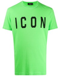 Мужская зеленая футболка с круглым вырезом с принтом от DSQUARED2