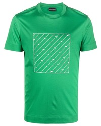 Мужская зеленая футболка с круглым вырезом с принтом от Emporio Armani