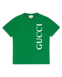 Мужская зеленая футболка с круглым вырезом с принтом от Gucci
