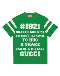 Мужская зеленая футболка с круглым вырезом с принтом от Gucci