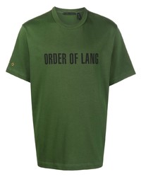 Мужская зеленая футболка с круглым вырезом с принтом от Helmut Lang