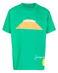 Мужская зеленая футболка с круглым вырезом с принтом от Jacquemus
