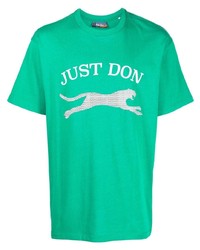 Мужская зеленая футболка с круглым вырезом с принтом от Just Don