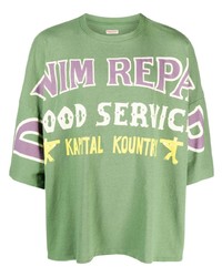 Мужская зеленая футболка с круглым вырезом с принтом от KAPITAL