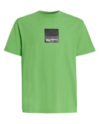 Мужская зеленая футболка с круглым вырезом с принтом от KARL LAGERFELD JEANS