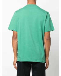 Мужская зеленая футболка с круглым вырезом с принтом от Wood Wood