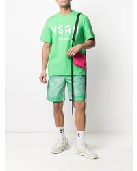 Мужская зеленая футболка с круглым вырезом с принтом от MSGM