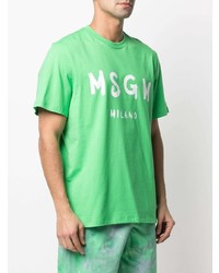 Мужская зеленая футболка с круглым вырезом с принтом от MSGM