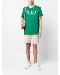 Мужская зеленая футболка с круглым вырезом с принтом от Polo Ralph Lauren