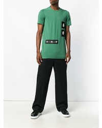 Мужская зеленая футболка с круглым вырезом с принтом от Rick Owens DRKSHDW