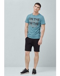 Мужская зеленая футболка с круглым вырезом с принтом от Mango Man