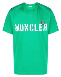 Мужская зеленая футболка с круглым вырезом с принтом от Moncler