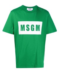 Мужская зеленая футболка с круглым вырезом с принтом от MSGM