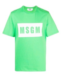 Мужская зеленая футболка с круглым вырезом с принтом от MSGM