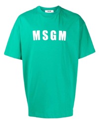 Мужская зеленая футболка с круглым вырезом с принтом от MSGM