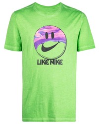 Мужская зеленая футболка с круглым вырезом с принтом от Nike