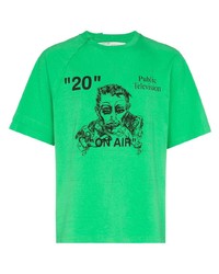 Мужская зеленая футболка с круглым вырезом с принтом от Off-White