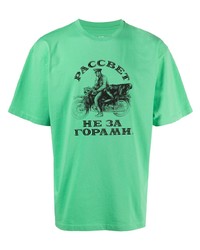 Мужская зеленая футболка с круглым вырезом с принтом от PACCBET