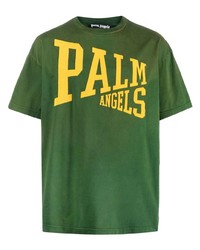 Мужская зеленая футболка с круглым вырезом с принтом от Palm Angels