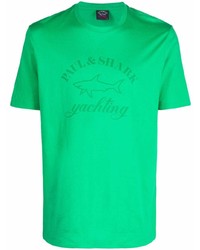 Мужская зеленая футболка с круглым вырезом с принтом от Paul & Shark