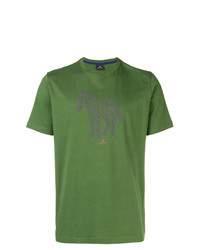 Мужская зеленая футболка с круглым вырезом с принтом от Ps By Paul Smith