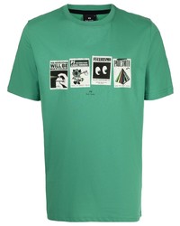 Мужская зеленая футболка с круглым вырезом с принтом от PS Paul Smith