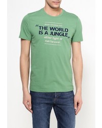 Мужская зеленая футболка с круглым вырезом с принтом от Sela