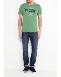 Мужская зеленая футболка с круглым вырезом с принтом от Sela