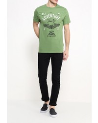 Мужская зеленая футболка с круглым вырезом с принтом от Sela