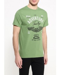 Мужская зеленая футболка с круглым вырезом с принтом от Sela