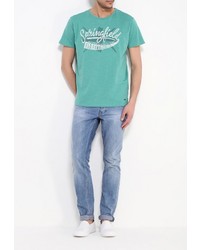 Мужская зеленая футболка с круглым вырезом с принтом от SPRINGFIELD