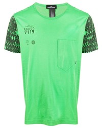 Мужская зеленая футболка с круглым вырезом с принтом от Stone Island Shadow Project