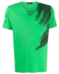 Мужская зеленая футболка с круглым вырезом с принтом от Stone Island Shadow Project