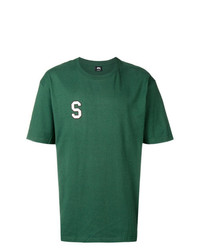 Мужская зеленая футболка с круглым вырезом с принтом от Stussy