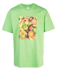 Мужская зеленая футболка с круглым вырезом с принтом от Supreme