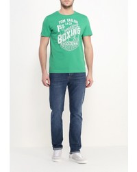 Мужская зеленая футболка с круглым вырезом с принтом от Tom Tailor