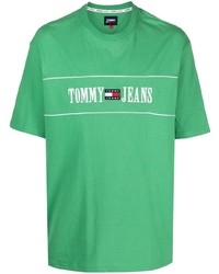 Мужская зеленая футболка с круглым вырезом с принтом от Tommy Jeans