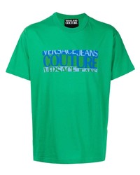 Мужская зеленая футболка с круглым вырезом с принтом от VERSACE JEANS COUTURE