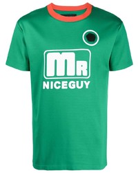 Мужская зеленая футболка с круглым вырезом с принтом от Viktor & Rolf