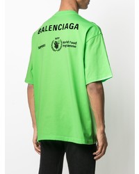 Мужская зеленая футболка с круглым вырезом с принтом от Balenciaga