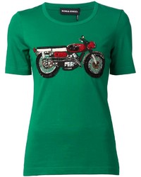 Женская зеленая футболка с круглым вырезом с украшением от Sonia Rykiel