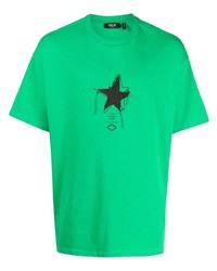 Мужская зеленая футболка с круглым вырезом со звездами от FIVE CM