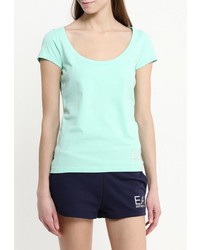 Женская зеленая футболка с круглым вырезом от EA7