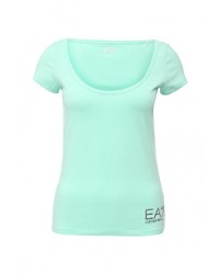 Женская зеленая футболка с круглым вырезом от EA7